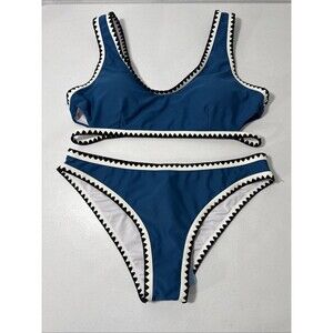 Cupshe‎ Bikini Womens XXL Blue Crochet Bathing Suit Top Swimsuit Two Piece Set